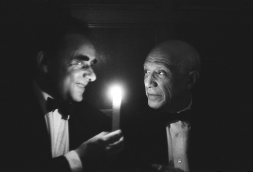 one-photo-day:Henri-Georges Clouzot and Pablo Picasso by Jack Garofalo/Michou Simon