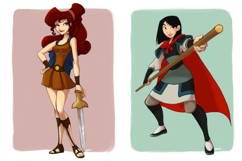 skunkandburningtires:  Disney heroine costume swaps by the intimidatingly talented deviantArtist godohelp. To see more of godohelp’s delightful Disney fan-art, click here.