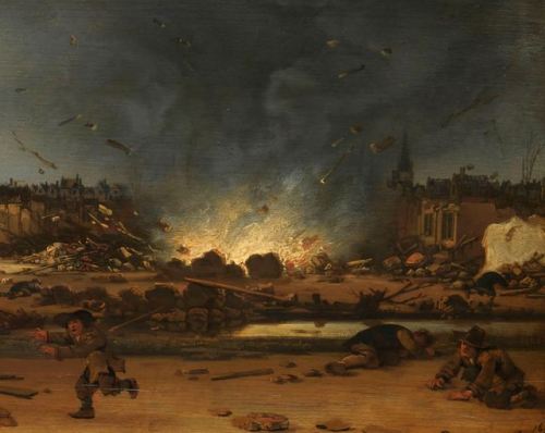 achasma:The Explosion of the Powder Magazine in Delft (detail) by Egbert Lievensz van der Poel, 1654