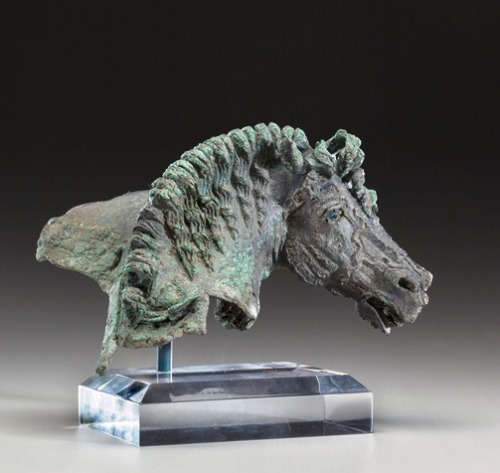 archaicwonder:Hellenistic  Bronze Horse Head Fulcrum Fragment, 1st Century BCW/ much of the original