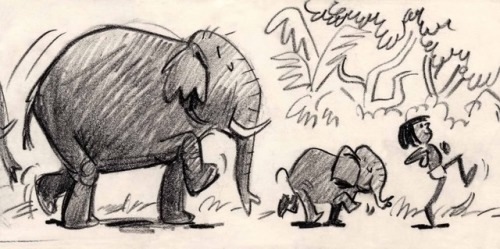Bill Peet’s storyboard sketches for Disney’s The Jungle Book (1967).