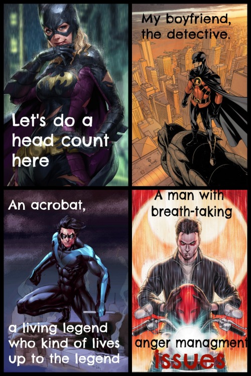 lets-stop-the-killings-of-robins: daydreamingandnightwondering: Batfamily assemble  Ok, sorry t