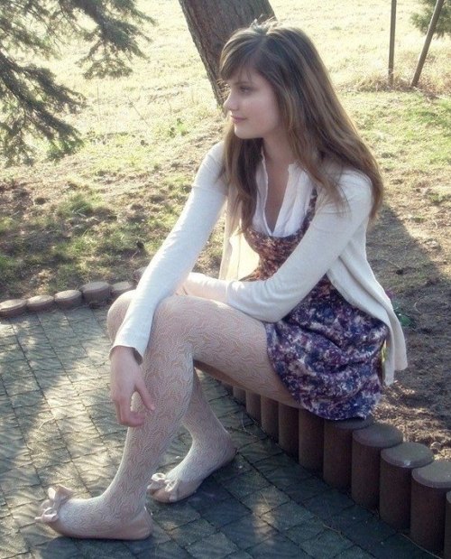 Nude flats and tights