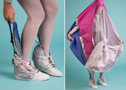 A designer has created Sneakers that have a Built-in Tent in it.