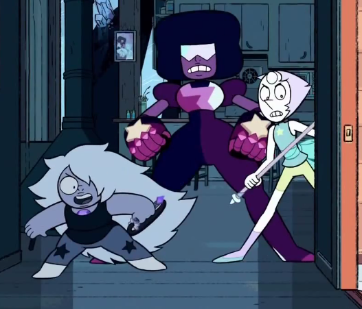 nearinginfinity:  OK AM I THE ONLY ONE THAT IS CURRENTLY UNSETTLED SEASON ONE AMETHYST SOFT HAIR, VER Y ROUND YES GOOD SEASON TWO AMETHYST SPIKY?? DANGEROUS??? hM LOOKS KINDA LIKE plus ok it may just be her hair but like…shes also been using that spinny