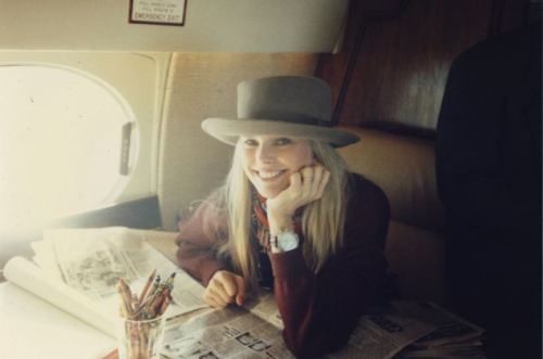 Christie Brinkley in not economy class. Photograph by Michael White.