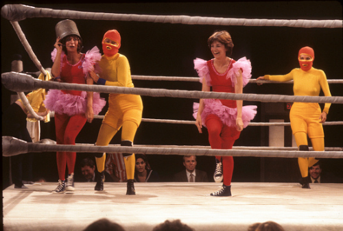 Lord, I love these women so much. #OMG Cindy in that first one.  #and really could wardrobe have been any more on point?  #Laverne and Shirley #Shirley Feeney#Laverne DeFazio#Cindy Williams#Penny Marshall#wrestling#tutus #Tag Team Wrestling