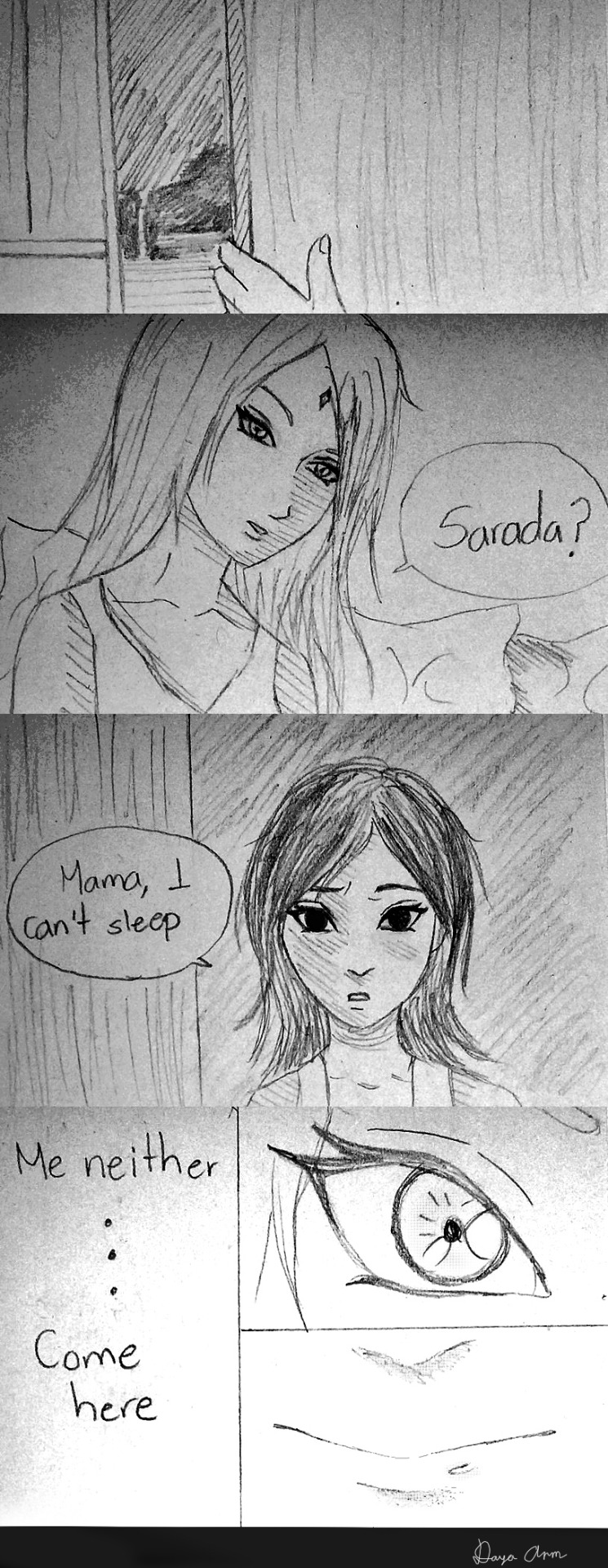 daya-arm:  “In rainy nights Sarada goes to her mother’s arms, where she feels