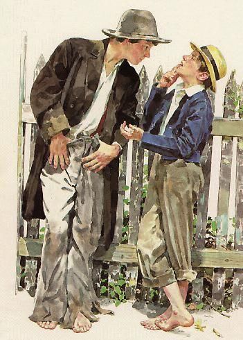 toejamin:Huckleberry Finn and Tom Sawyer. Book illustration