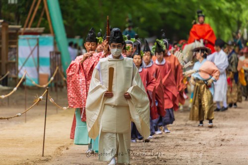 Various pictures of the participants of the annual “Yabusame Matsuri” at Shimogamo jinja