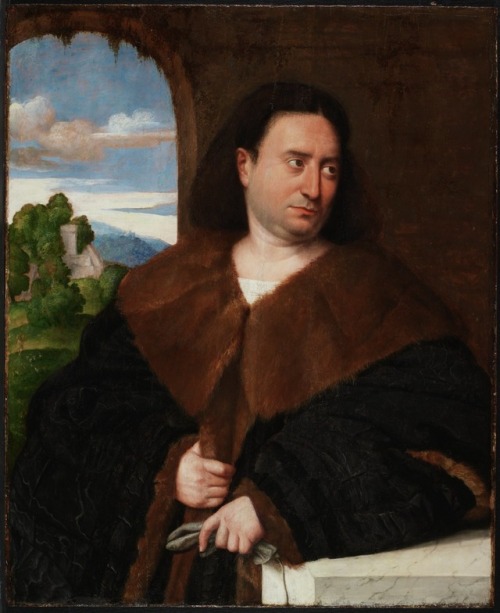 Retrato de un hombre por Bernardino Licinio, 1520.
