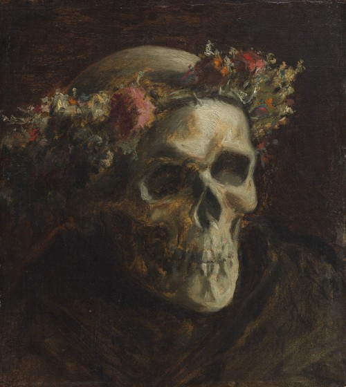 scribe4haxan:Vanitas: Death Enwreathed (1874, Oil on canvas) - Thomas Satterwhite Noble