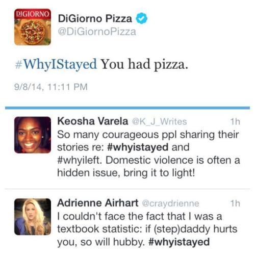 yakuria:kingjaffejoffer:Digiorno uses the hashtag of women sharing their domestic violence stories t