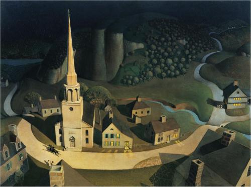 intangiblepetrifications: Grant Wood (American, b. 1891 - 1942) The Midnight Ride of Paul Revere - O