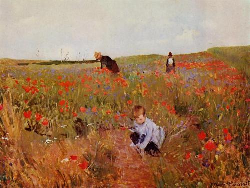 artist-cassatt:Red poppies, 1880, Mary CassattMedium: oil