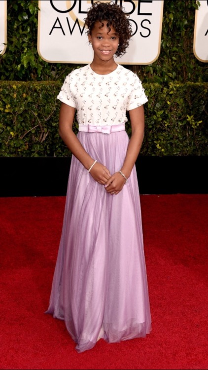 Quvenzhane Wallis in Giorgio Armani at the 72nd Golden Globes