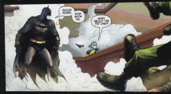 thoughtsaboutdickgrayson:  From Batman and Robin #2 (September 2009) Aww, Dick giving compliments in the field. I also like the totally casual way that Damian chucks the gun over his shoulder. 