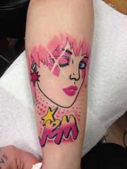 bittersugar-blog:  cocoku:  groundcontroltomajormio:  My beautiful Jem and the Holograms Tattoo done by the awesome Pinky Darling @ Cosmic Tattoo  Holy Shit!  zomgawesome.