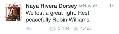 everyb0dysucks:  Glee Cast tweets about Robin Williams