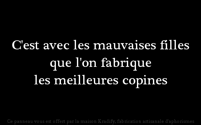 kradify:  C’est avec les mauvaises filles que l’on fabrique les meilleures copines