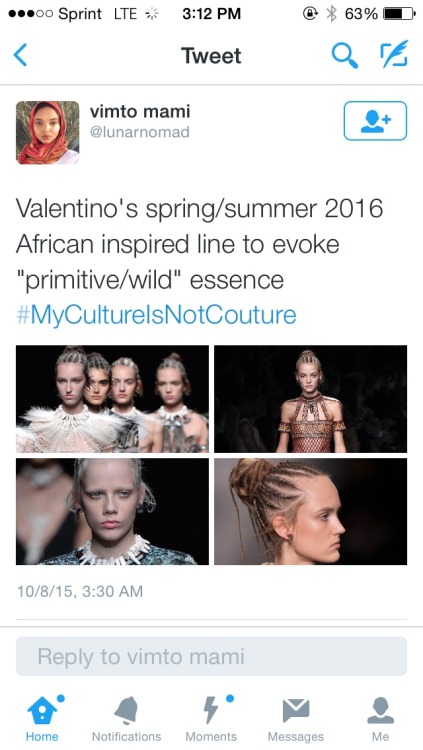 justyouraveragedesi:  “Don’t use our culture as poor inspiration for future lines and then proceed to not hire PoC as models” 