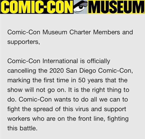 Saddest day.. but it&rsquo;s the right thing to do. #SDCC #SDCC2020 https://www.instagram.com/p/B_F