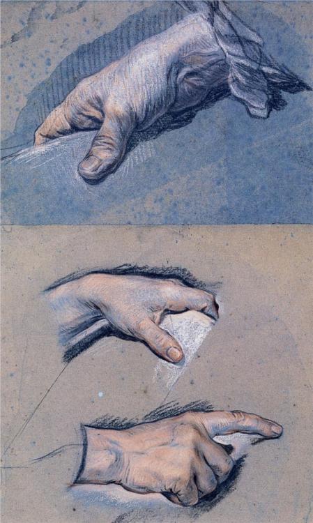 Maurice Quentin de La Tour, studies of men&rsquo;s hands, 18th century. Musée Antoine Lecuyer, Saint