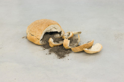 g0atbutts:mentaltimetraveller:Marzena Nowak, Bread with Soil, 2014-2015 Galerija Gregor Podnarh