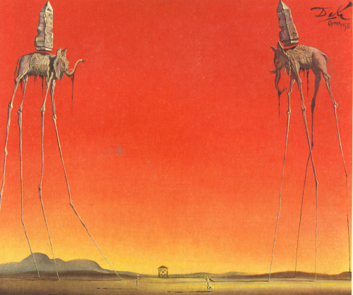 fuckyeahpainting: Salvador Dali, The Elephants (Los Elefantes), 1948.