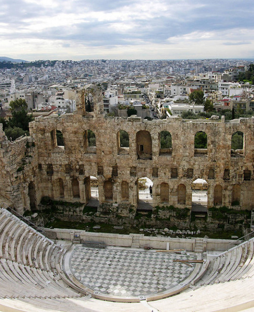 The Odeon of Herodes Atticus on the southwest slope of the Acropolis in Athens / Greece (by David&am