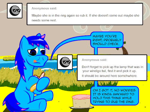 helpabluehorse:  I guess all Genies are magical, and cranky.  Yipe! O.o;;;