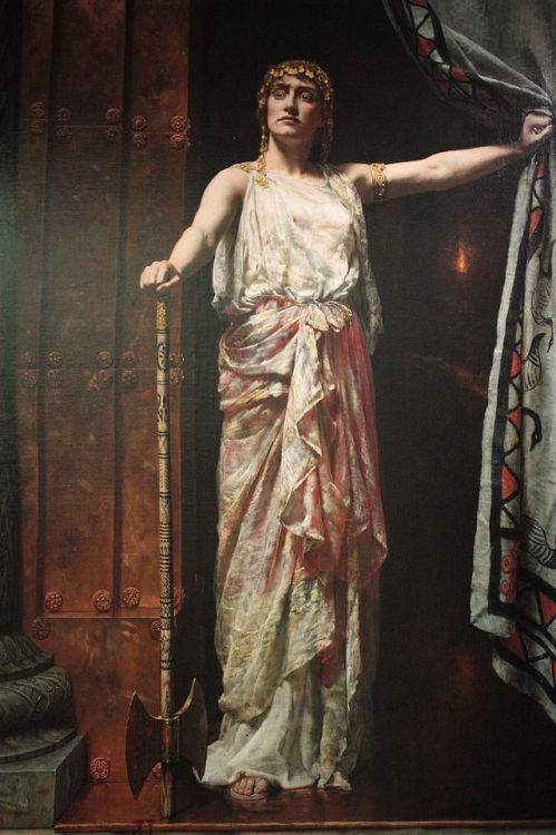 finelythreadedsky: John Collier, Clytemnestra, 1882: Archaeological Details from Heinrich Schliemann