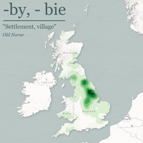 mapsontheweb:Toponymical maps of GB, looking at the density of common forms in place names.