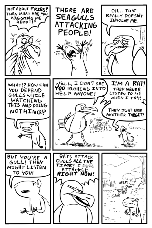 pepperonideluxe:  A comic about Seagulls.If you feel like this comic doesn’t accurately represent you, and that you personally don’t act like this, good. That means this comic isn’t about you. If you DO act like this, and are working on a counter