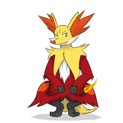 DelphoxMy least favorite of the Kalos starters, and it’s probably due to his design.  The proportions are really weird in game with the tiny head and large ears, which a lot of fanart retroactively fixes.  Still, not the worst starter I’ve seen.