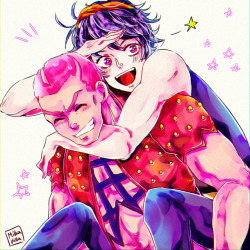 milkakira:  smol gift for a friend~we once talked about how great Narancia and Formaggio would be as bros if they weren’t fighting each other, so here ya go!