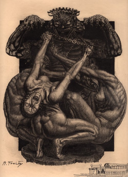 Illustration from Octave Mirbeau’s The Torture Garden by Raphaël Freida (1927)