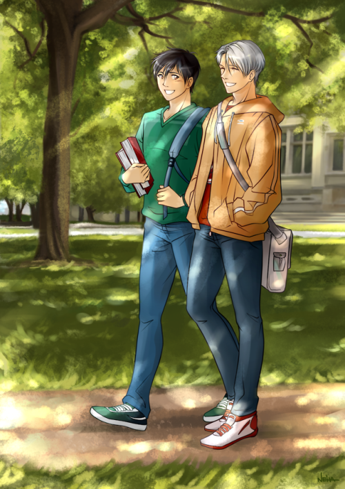 nehart82:Victuuri College AU ♡I did this lovely commission for @i-gotyou-first and I LOVED every min