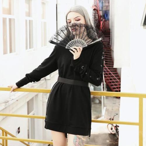 Alternative Gothic Split Black Hooded Dress starts at $42.90 ✨☀️✨Lovely, isn&rsquo;t it?