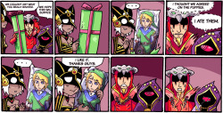 merleawe:  thirteenfunbreaker:  setzeri:  Hurl Warriors-comics.  I’m fucking dying.  The Hyrule warriors fandom literally has so much potential. While I was playing his missions I literally thought the same thing of Ganondof being really annoyed at