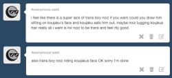 cumswallowprince:  this and other variations of noiz being pleasured by koujaku seem to be rly popular