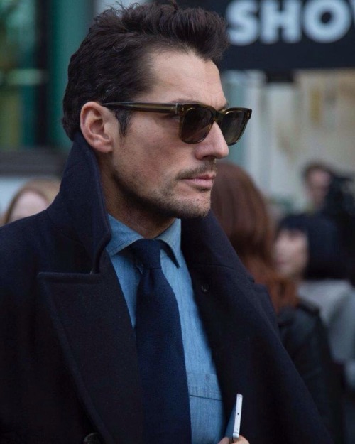 officialdavidgandy:  Day One - LCM AW16 - For his Day One daytime outfit, David Gandy chose a more casual, yet sophisticated look wearing perfectly fitting faded blue jeans by Lucky Brand, navy pea coat from Private White VC and shoes from David Preston