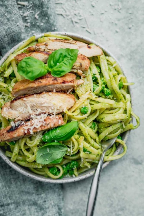 Pasta with Pesto Sauce and Chicken