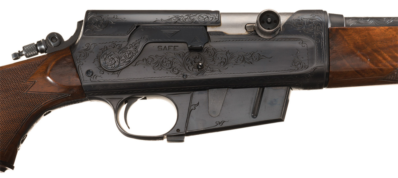 peashooter85:  Factory engraved Remington Model 81D semi automatic rifle, early 20th