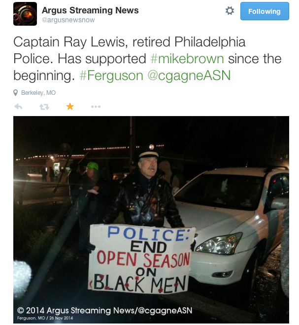 petitedeath:
“ justice4mikebrown:
“  • Former Philadelphia Police Officer Ray Lewis explains why he’s standing with Ferguson protesters
”
This is what good cops look like. Not cops that just dont beat or kill people, but cops that stand up against...