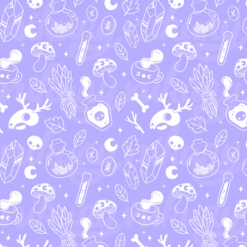 Created outline versions of the witchy pattern ✨Who else loves both black and white and pastel thing