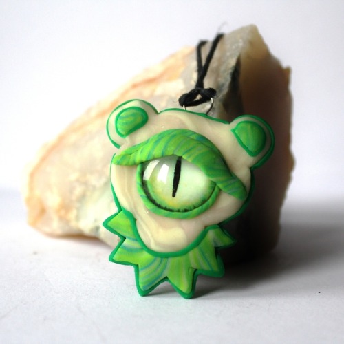 Glow in the Dark Alien Dancing Bear pendant available at etsy.com/shop/lxnd