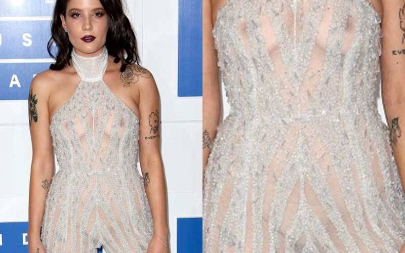 starprivate:  Halsey in seethrough tpless boobs  Halsey job hunting?