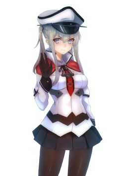 艦隊これくしょん、graf zeppelin (kantai collection)、ganida boushoku、高解像度、非常に高い解像度、スカート、ロングヘア、ケープレット、ツインテール、一人、女一人、帽子、ひさしのついた帽子、手袋、縛られた髪、金髪、青い目