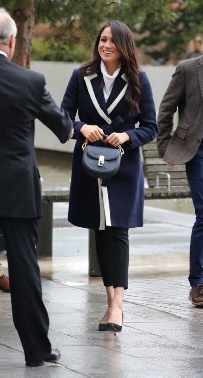 Meghan and Harry take on Birmingham for National Women’s Day ! J Crew Tipped Top CoatAll Saints ‘Rid